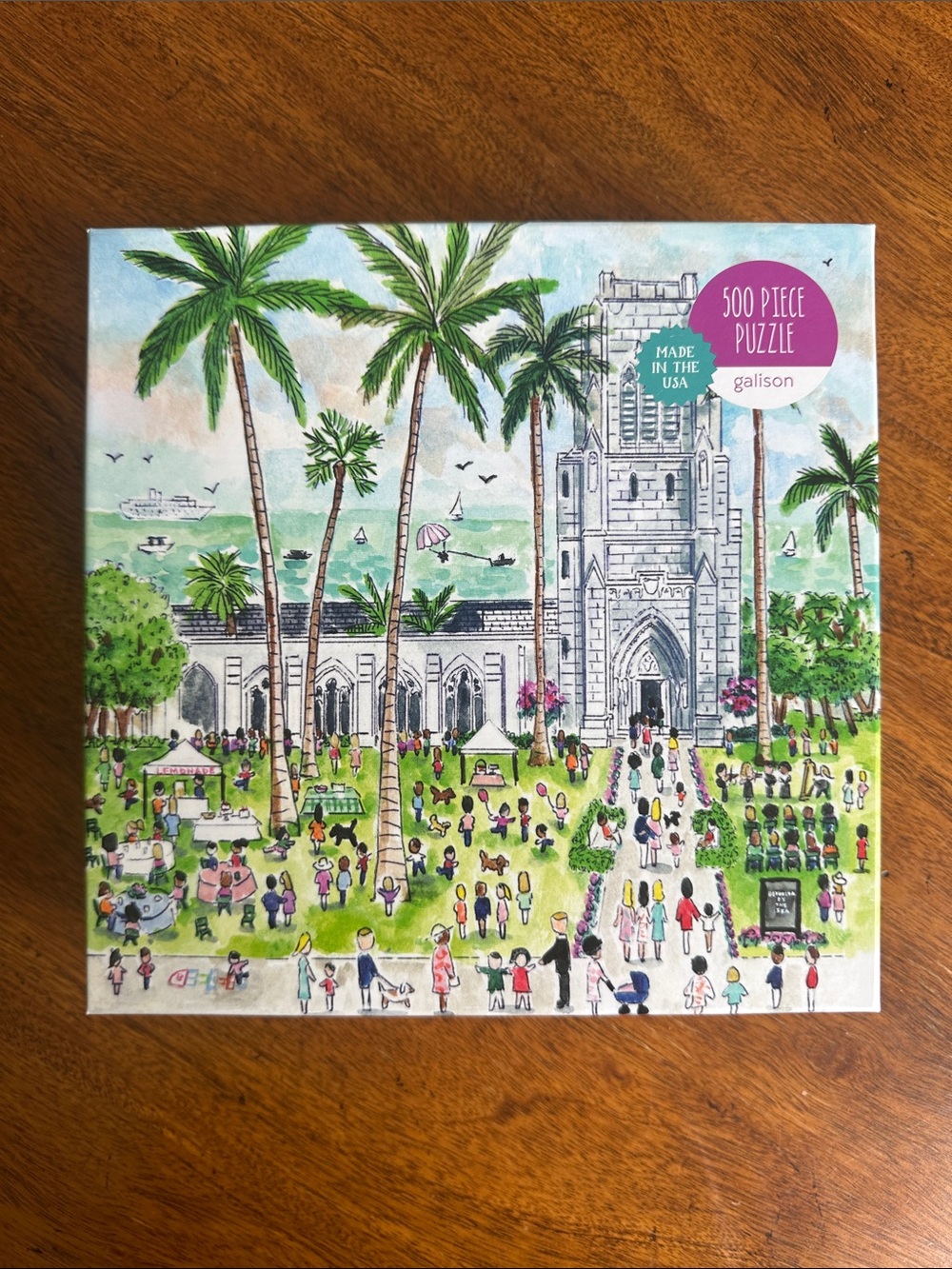 Michael Storrings Festival Cathedral Puzzle - Green, Blue, White, Brown, Pink